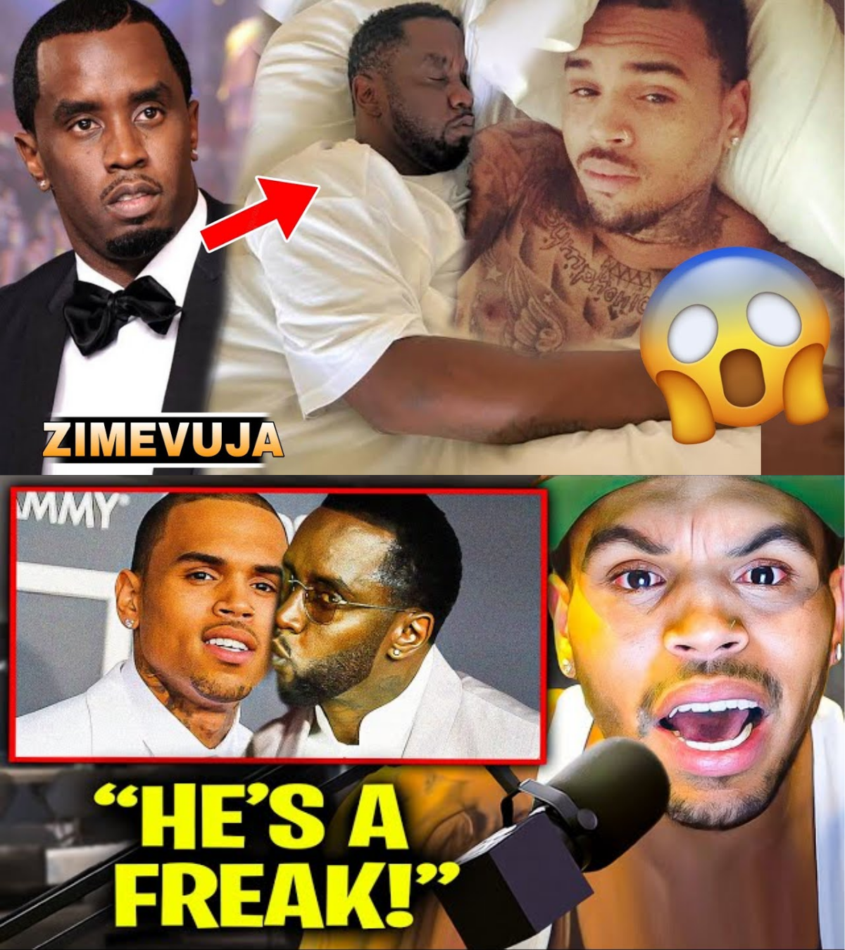 se filtraron videos que supuestament3 muestran a P. Diddy y Chris Brown junt0s en la cama.