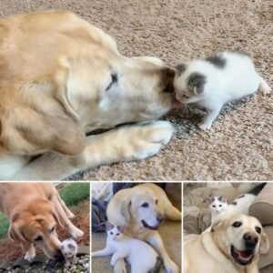 Un cariñoso golden retriever cuida a un gatito huérfano, lo guía para que prospere y resalta su amistad inquebrantable – hmai